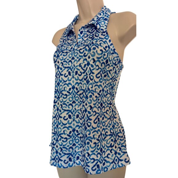 Gottex Racer Back Golf Tennis Shirt Size Medium Santorini Blue NWT Sleeveless $8 - Picture 6 of 9